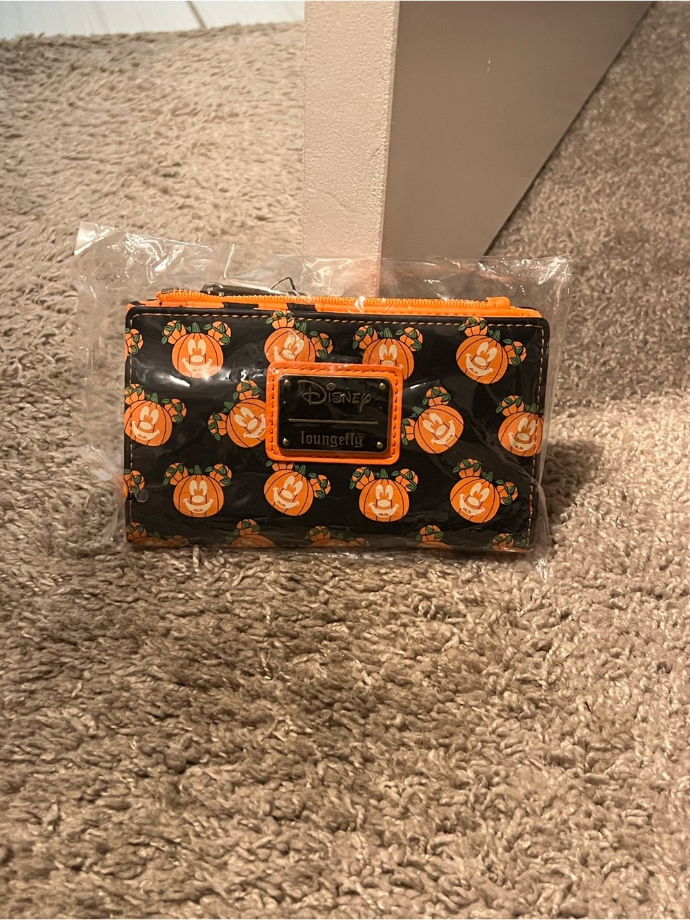Disney Pumpkin Patch Zip Wallet in Black and Orange